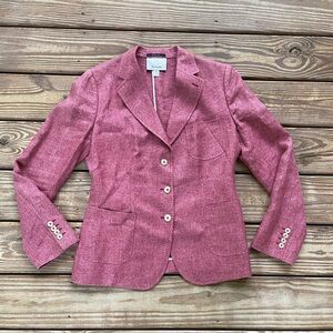 Faconnable Linen Blazer Size 12 Made in Italy Tailored Lightweight Jacket
